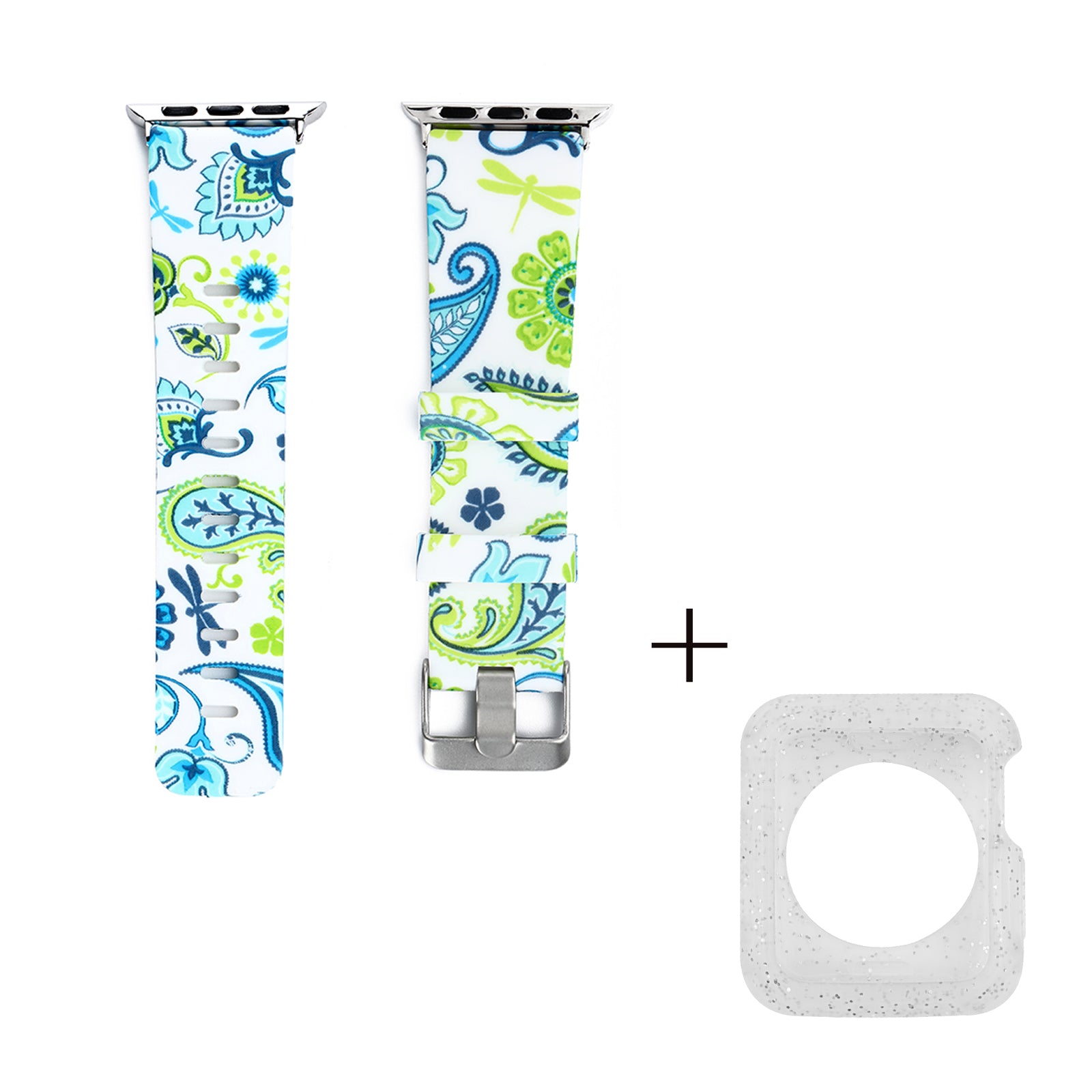 For Apple Watch Series 1 2 3 42mm Silicone Watchband with Silver TPU Case Pattern Printed Watch Strap For Apple Watch Series 1 2 3 42mm Silicone Watchband with Silver TPU Case Pattern Printed Watch Strap